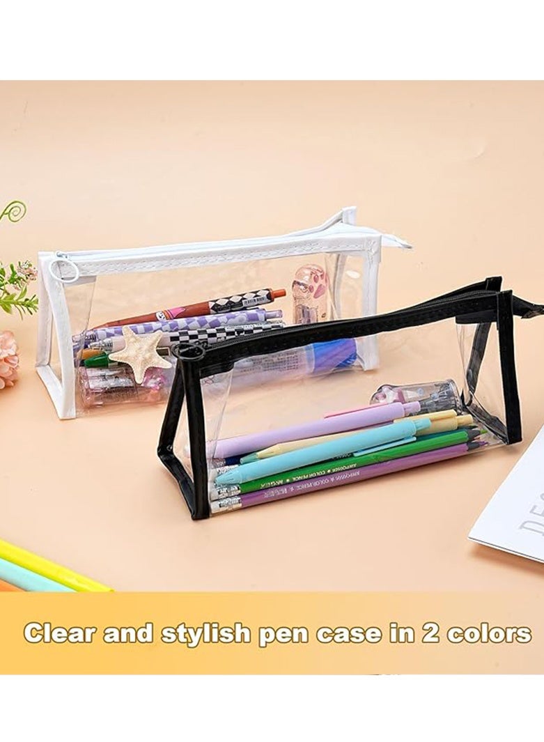 2PCS clear pencil cas, Big Capacity Pencil Case, transparent pouch, makeup bag, Clear Exam Pencil Case, Waterproof PVC Zippered Cosmetic Storage Pouch, Travel Luggage Pouch Make up Cosmetic Bag - Image 3