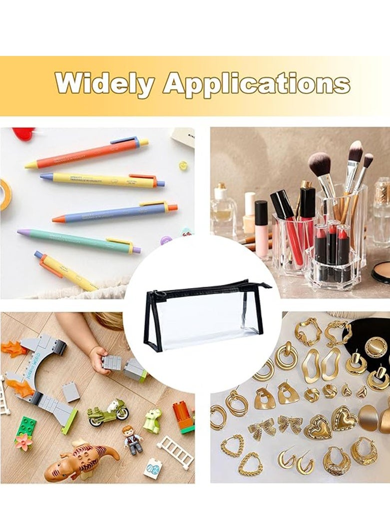 2PCS clear pencil cas, Big Capacity Pencil Case, transparent pouch, makeup bag, Clear Exam Pencil Case, Waterproof PVC Zippered Cosmetic Storage Pouch, Travel Luggage Pouch Make up Cosmetic Bag - Image 5
