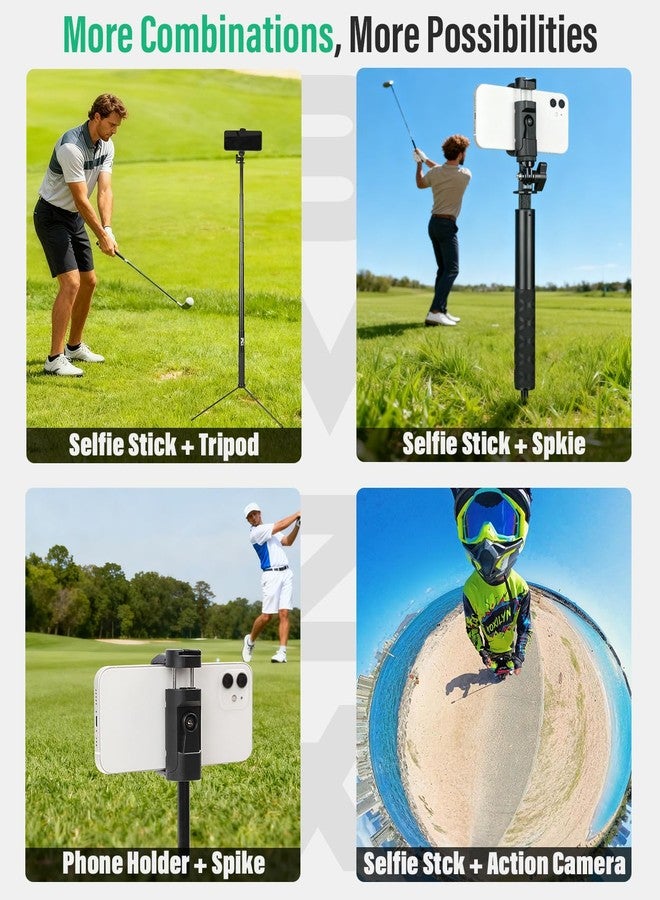 BMZX Golf Tripod Monopod, 47" Selfie Stick for Golf Swing Training & Recording | with Spike, Tripod, Phone Holder, 1/4"-20 Screw, Carry Bag | Compatible with iPhones, Android & Cameras - Image 2