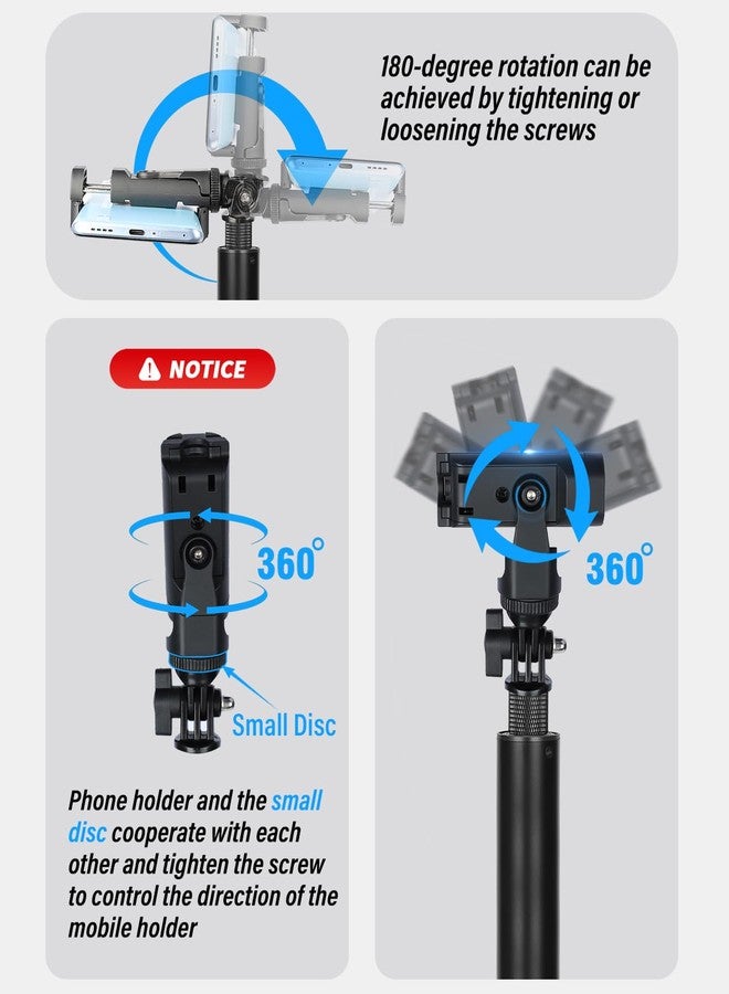 BMZX Golf Tripod Monopod, 47" Selfie Stick for Golf Swing Training & Recording | with Spike, Tripod, Phone Holder, 1/4"-20 Screw, Carry Bag | Compatible with iPhones, Android & Cameras - Image 5