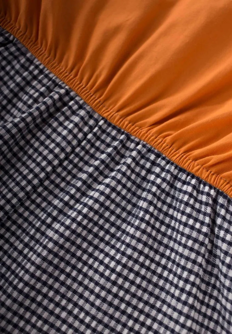 Cigit Cigit Pöti Checkered Short Sleeve Jumpsuit 2-7 Years Orange