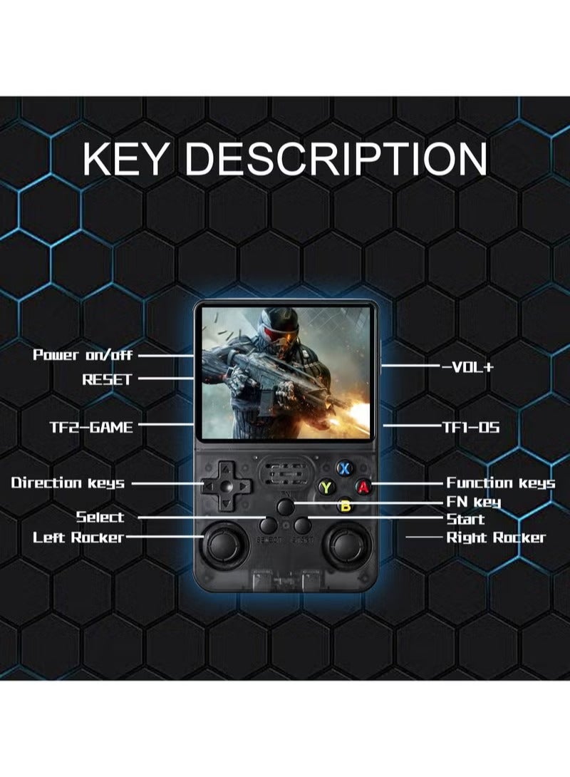 R36S Portable Linux Retro Video Game Console with 64GB TF Card and 20,000+ Games, Retro Video Game Console with 3.5 Inch IPS Screen,BLACK - Image 4