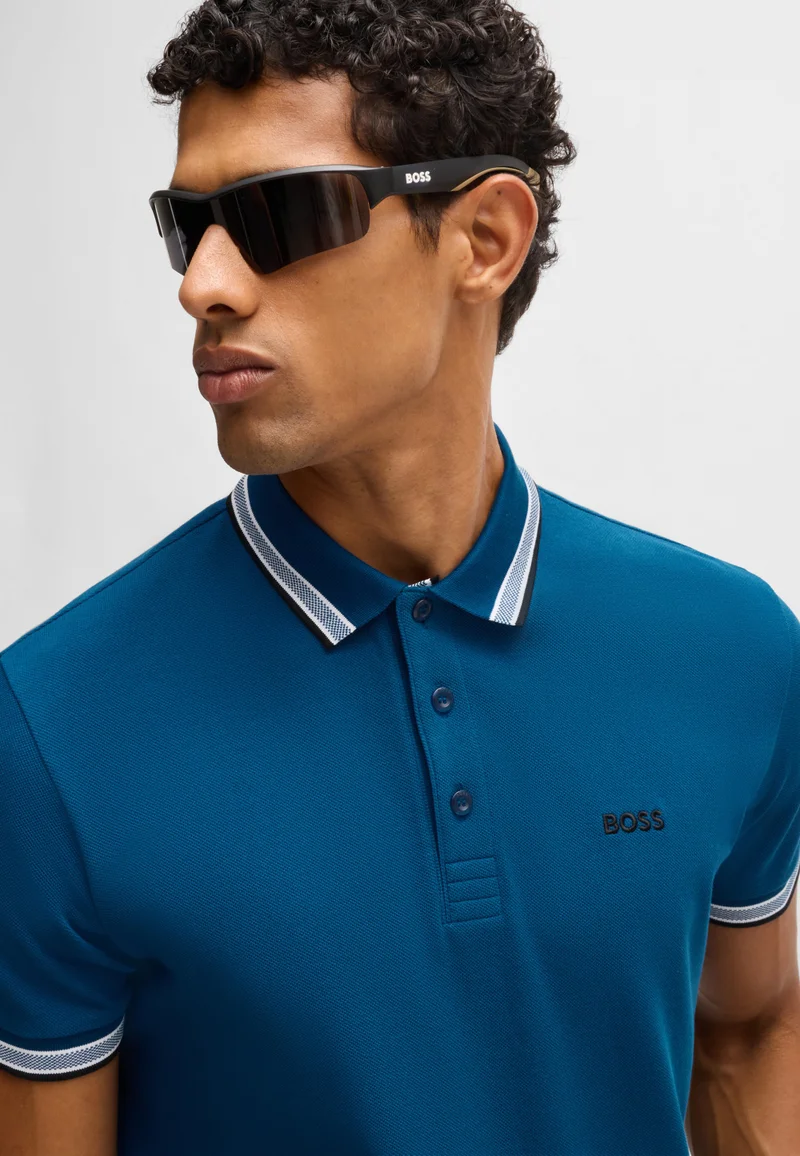 بوس Paddy polo shirt in cotton piqué with logo undercollar