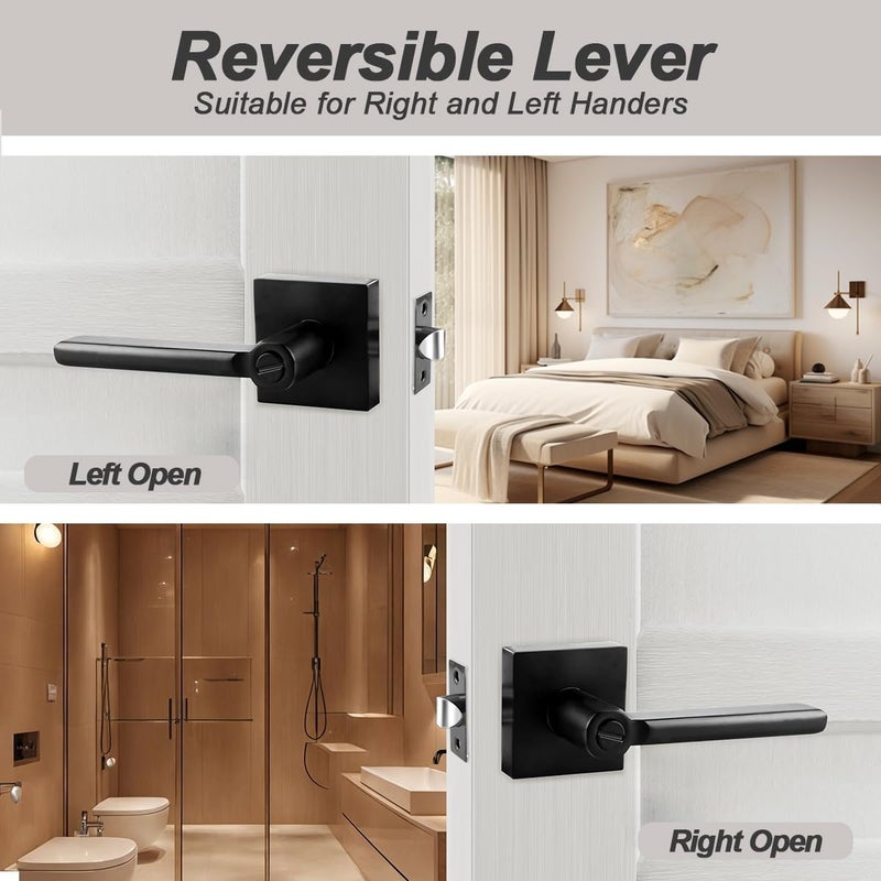 KAMOTA Privacy Door Levers, 2 Pack Matte Black Door Handles, Interior Keyless Door Lock, Left and Right Hand Reversible Doorknob, for Bed and Bathroom - Image 5