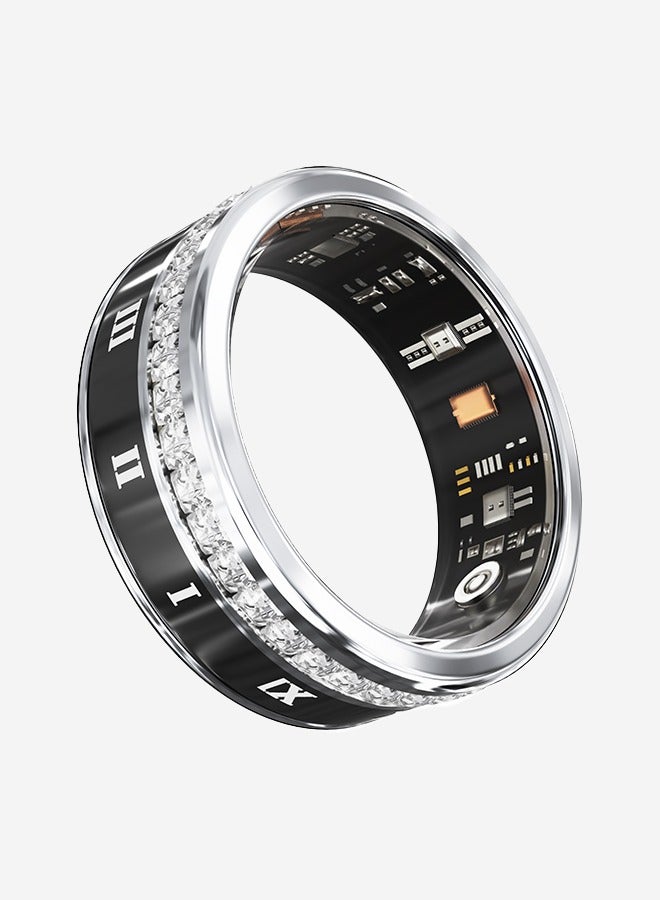 خاتم ذكي لتتبع النوم وقياس ضغط الدم للرجال والنساء | خاتم صحي بميزة تتبع معدل ضربات القلب، مقاوم للماء، بطارية تدوم طويلاً، متوافق مع iOS و Android (فضي) - Image 1