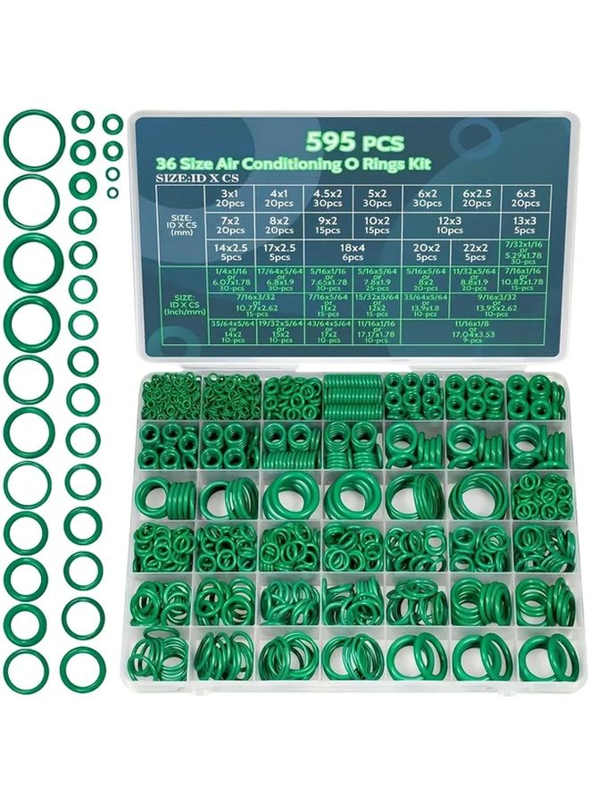 595 Pcs Car Air Conditioning O Ring Kit For Auto AC Compressor And Water Pipe Repair - Image 1