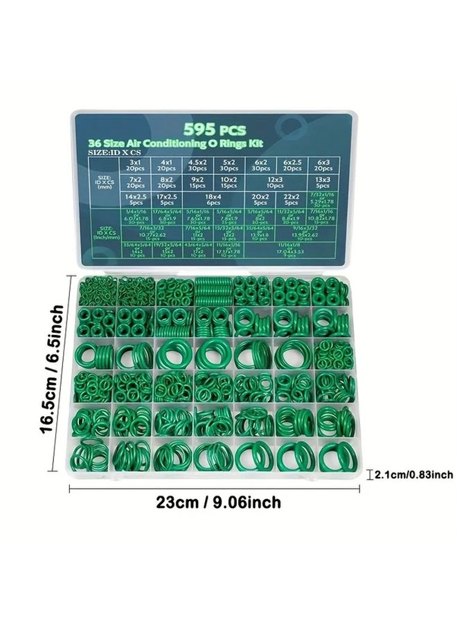 595 Pcs Car Air Conditioning O Ring Kit For Auto AC Compressor And Water Pipe Repair - Image 3