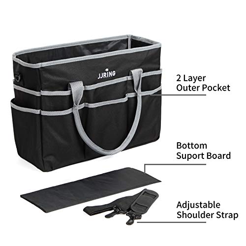 JJRING Large Multi-Functional Carrying Bag, 600D Nylon Artist Tote Bag with 16 Pockets Caddy for Art, Craft, Sewing, Make-up or School, Medical, Office Supplies Organizer, Silver - Image 4