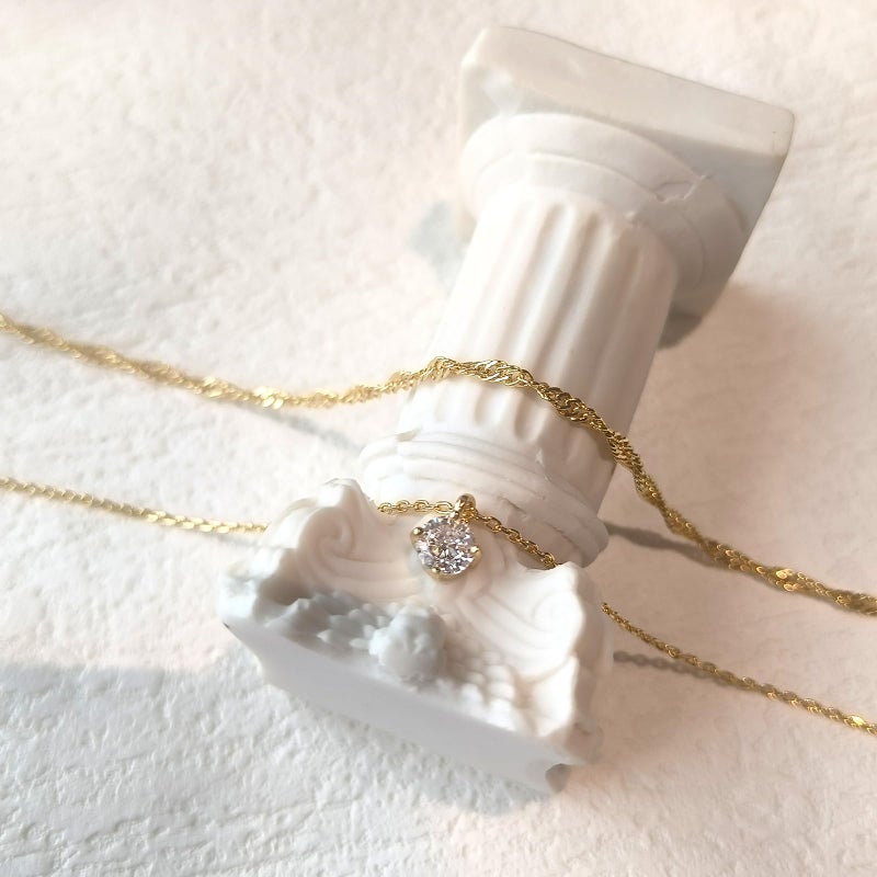 Zeffy Dainty Layered Necklaces Diamond Necklaces Simple CZ Solitaire Pendant Necklace Cute Chain Choker for Women Trendy - Image 2