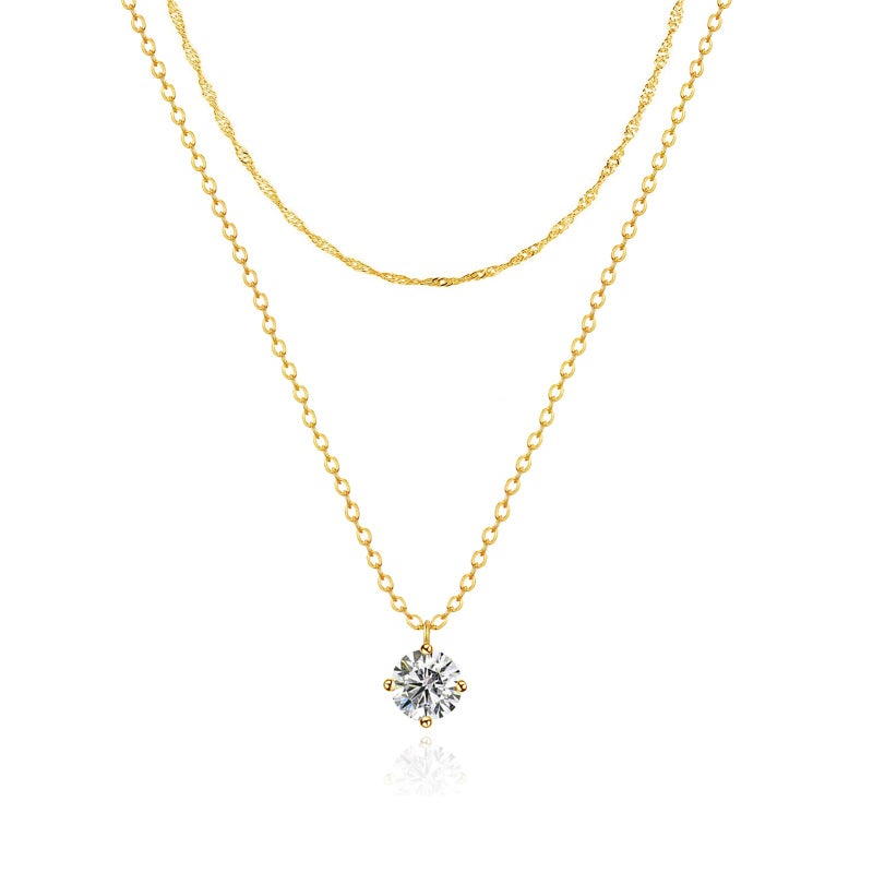 Zeffy Dainty Layered Necklaces Diamond Necklaces Simple CZ Solitaire Pendant Necklace Cute Chain Choker for Women Trendy - Image 1