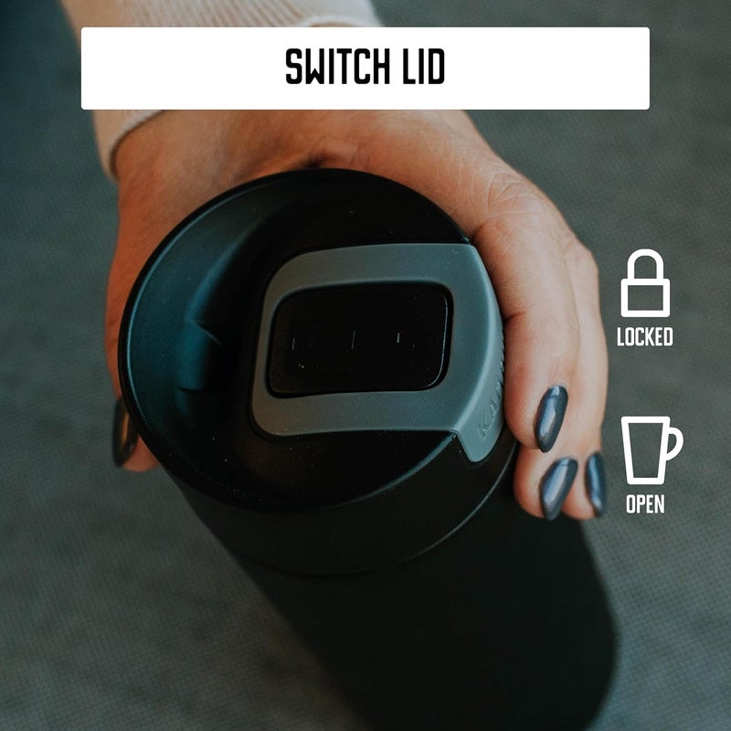 Kambukka insulated coffee cup (500 ml) - leak-proof thermos: Snapclean® technology - Ideal for hot and cold drinks - Non-slip base - Stainless steel - "OLYMPUS Matte Black" model - Image 3