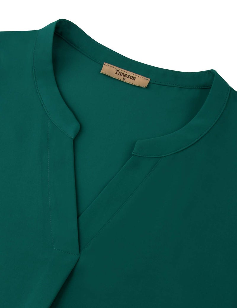 Timeson Blouses for Women,Women's Blouse for Office Work Dressy 3/4 Sleeve Chiffon Tunics Tops Office Wear Business Attire Dress Shirts Ladies V Neck Tops Green - Image 4