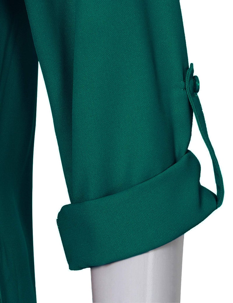 Timeson Blouses for Women,Women's Blouse for Office Work Dressy 3/4 Sleeve Chiffon Tunics Tops Office Wear Business Attire Dress Shirts Ladies V Neck Tops Green - Image 5