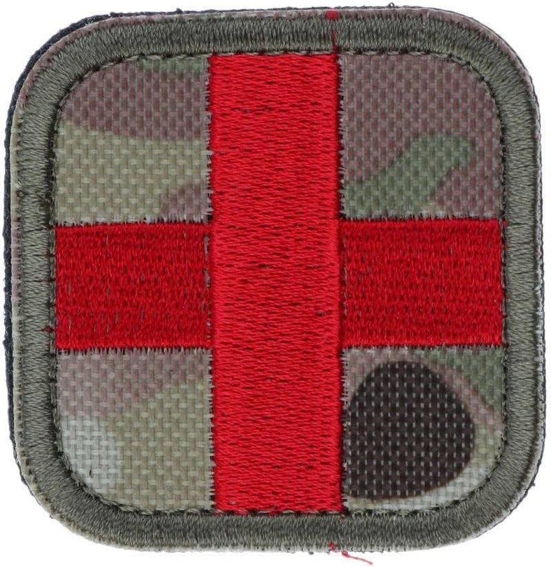 klarako 50 x 50mm Assorted Color Red Cross Medic Patch Hook & Loop Patches Badge Bag Clothing Decorative  CP Camo - Image 1
