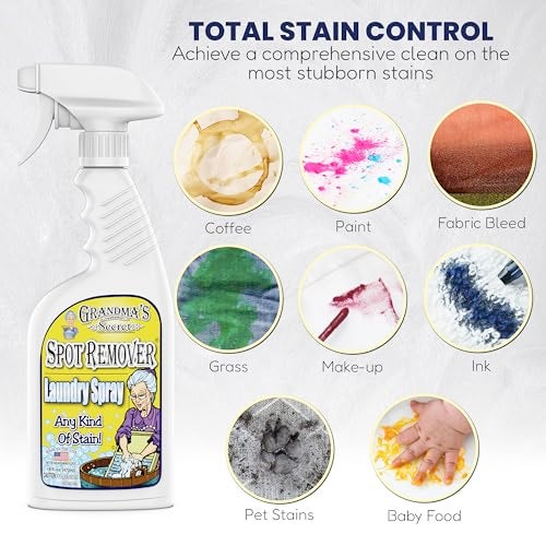 Grandma's Secret Spot Remover Laundry Spray - Chlorine, Bleach and Toxin-Free Fabric Stain Remover for Clothes - Removes Oil, Paint, Blood and Pet Stains - 16 Oz, 2 Pack - Image 3