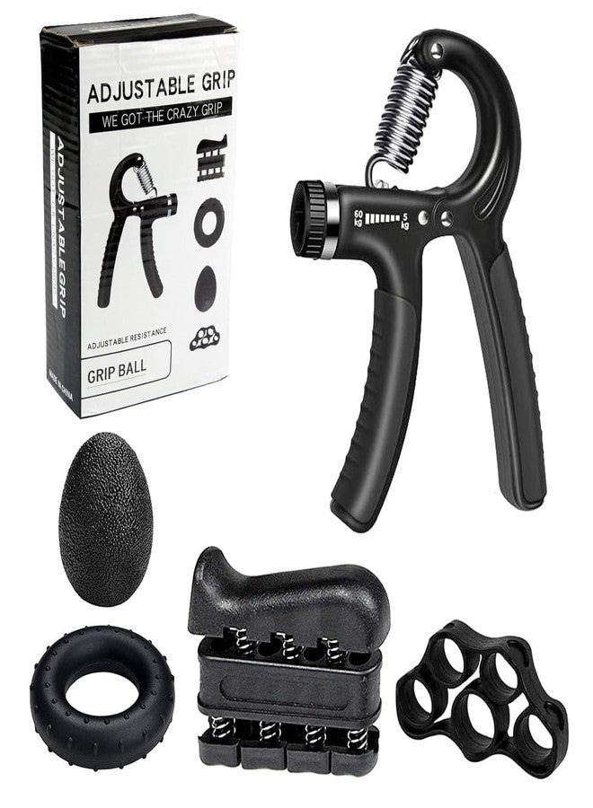 VARNH 5 in 1 Hand Grip Strengthener Kit - Adjustable Forearm Trainer 5-60kg with Finger Exerciser, Resistance Ring & Therapy Ball for Gym, Home & Rehab - Image 1