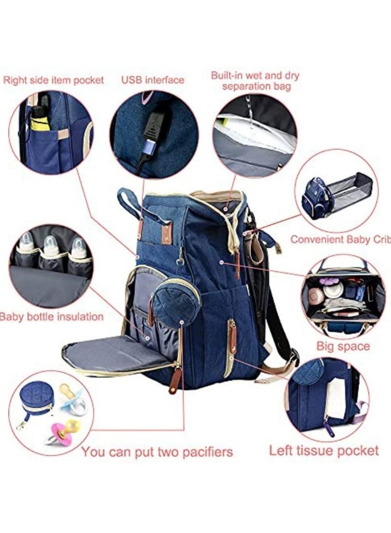 Huitich Multifunction Travel Back Pack Maternity Baby Changing Bags Large Capacity Waterproof and Stylish Blue - Image 2