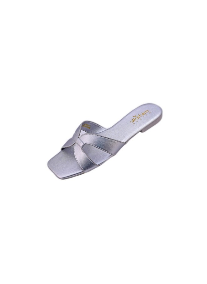 Michelle Morgan 092-2256 Michelle Morgan Ladies Casual Sliders 114RJ80B Silver 36  - Image 3