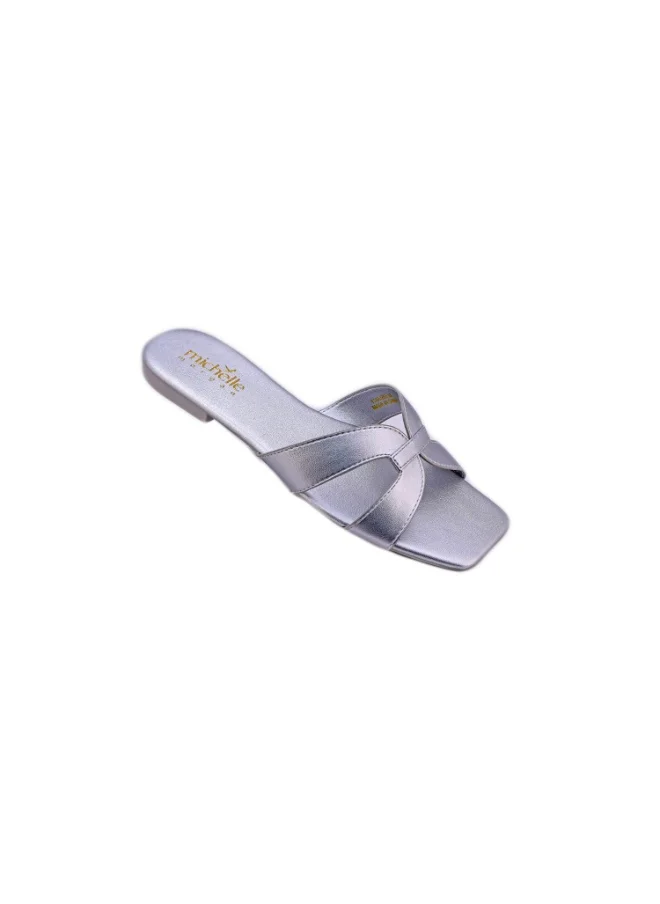 ميشيل مورجان 092-2256 Michelle Morgan Ladies Casual Sliders 114RJ80B Silver 36