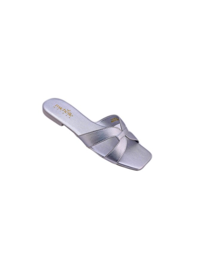 Michelle Morgan 092-2256 Michelle Morgan Ladies Casual Sliders 114RJ80B Silver 36  - Image 1