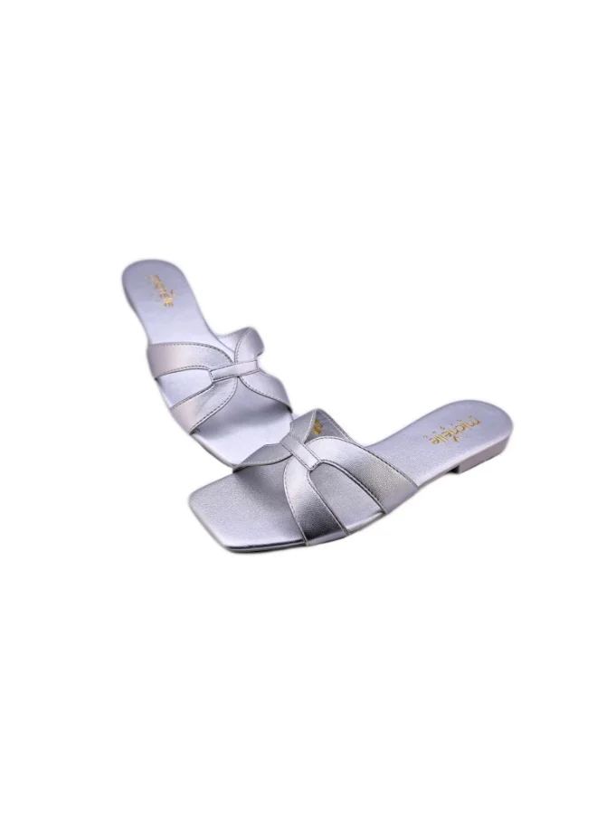 ميشيل مورجان 092-2256 Michelle Morgan Ladies Casual Sliders 114RJ80B Silver 36