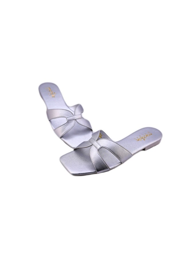 Michelle Morgan 092-2256 Michelle Morgan Ladies Casual Sliders 114RJ80B Silver 36  - Image 2