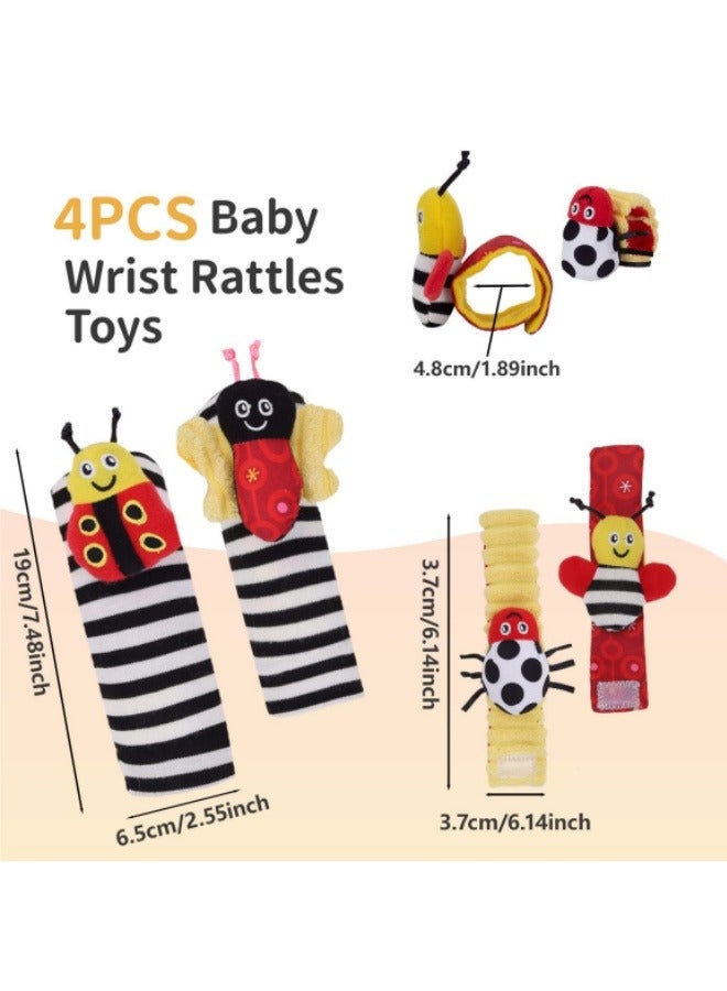 4Pcs Baby Wrist And Socks Rattle Toy Set Cartoon Animal Wrist Baby Toy Hand Socks Set  - Image 2