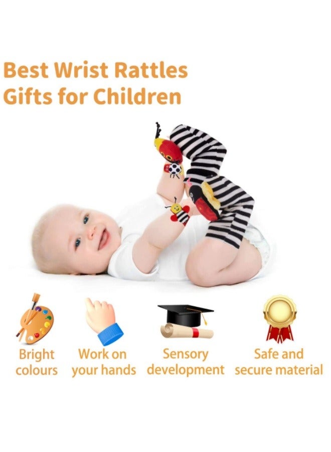 4Pcs Baby Wrist And Socks Rattle Toy Set Cartoon Animal Wrist Baby Toy Hand Socks Set  - Image 3