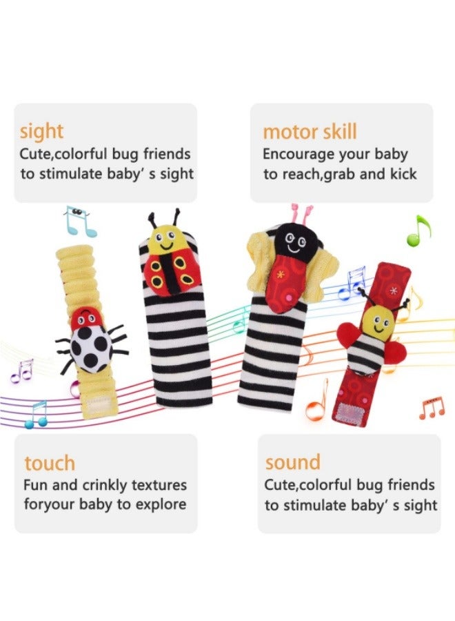 4Pcs Baby Wrist And Socks Rattle Toy Set Cartoon Animal Wrist Baby Toy Hand Socks Set  - Image 4