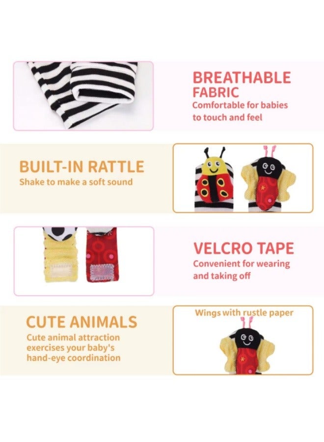 4Pcs Baby Wrist And Socks Rattle Toy Set Cartoon Animal Wrist Baby Toy Hand Socks Set  - Image 5