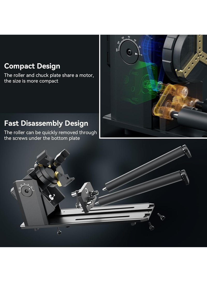 سكلبفون SCULPFUN RA Pro Max 4 في 1 الأسطوانة الدوارة ، آلة النقش بالليزر الدوارة بالليزر ، 180 درجة زاوية قابلة للتعديل قوس امتداد عجلة مزدوجة معالجة الكائن الأسطواني لـ S9 S30 Ultra SF-A9 سلسلة النقش بالليزر - Image 5