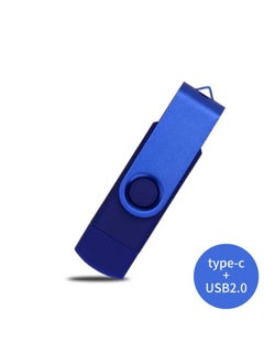 Generic Metal Rotating Mobile Phone Usb Flash Drive 16gb 32gb For Android Computer Use Otg Customized Gifts Usb Drive Text Engraving-Color:Blue-Capacity:16GB  - Image 1