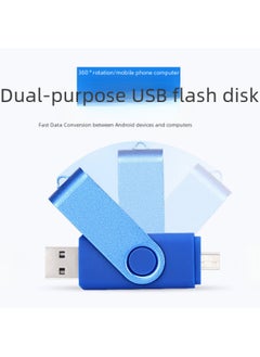 Generic Metal Rotating Mobile Phone Usb Flash Drive 16gb 32gb For Android Computer Use Otg Customized Gifts Usb Drive Text Engraving-Color:Blue-Capacity:16GB  - Image 4
