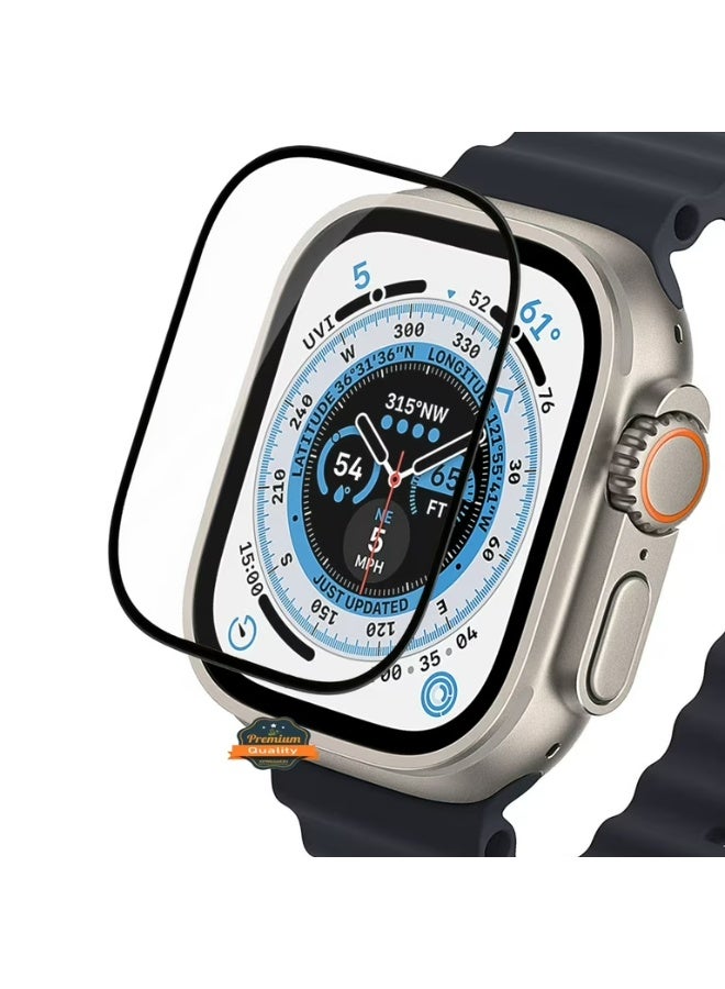 واقي شاشة زجاجي لساعة أبل الذكية ألترا 49 مم - أسود - Image 1