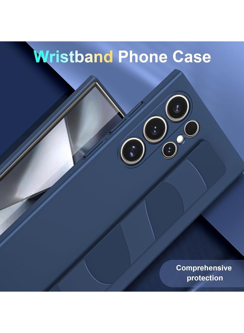 Case Compatible with Samsung Galaxy S24 Ultra with Silicone Wristband, Skin-Friendly Soft TPU Back Shockproof Pocket Cover Easy One-Handed Grip Wrist Strap Phone Case