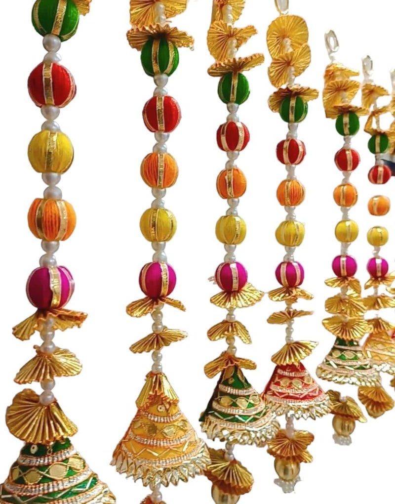 AARAM Decorative Door Hangings, 5-Line Gota Patti Latkan, Traditional Wedding Backdrop, Multicolour - Image 1