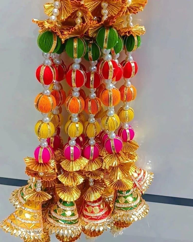 AARAM Decorative Door Hangings, 5-Line Gota Patti Latkan, Traditional Wedding Backdrop, Multicolour - Image 4