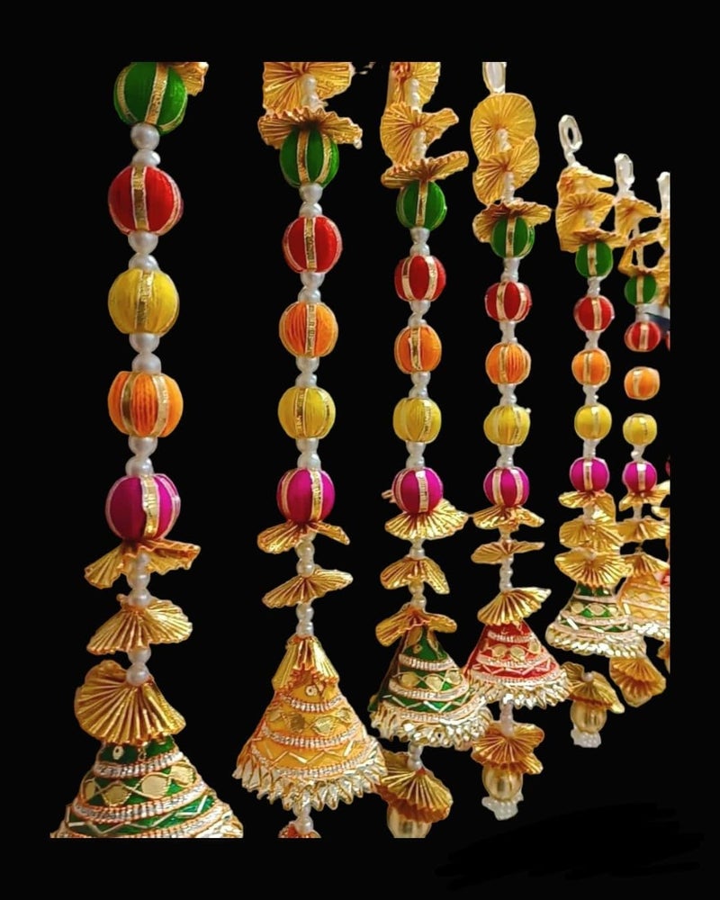 AARAM Decorative Door Hangings, 5-Line Gota Patti Latkan, Traditional Wedding Backdrop, Multicolour - Image 5