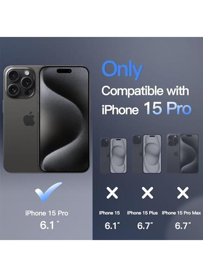 جي تيك جراب مغناطيسي لهاتف Iphone 15 Pro مقاس 6.1 بوصة متوافق مع Magsafe، غطاء خلفي شفاف غير لامع نحيف مقاوم للصدمات، أسود - Image 2