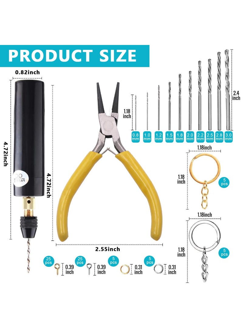 HASTHIP - HASTHIP® Electric Resin Drill Set for Resin Casting Molds, Electric Hand Drill Tools Set Electrical Pin Vise Kit with 10Pcs Drill Bits (0.8-3.0mm) for Resin Casting Molds DIY Keychains Crafts Making - Image 1