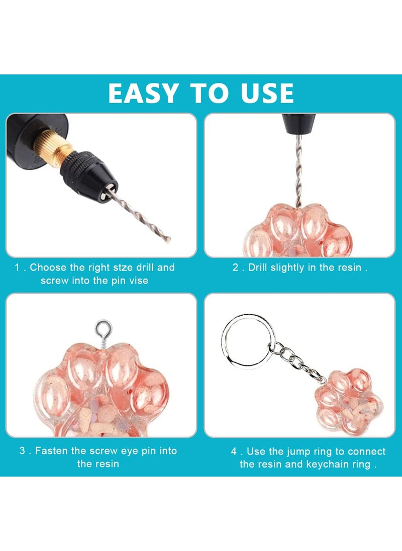 HASTHIP - HASTHIP® Electric Resin Drill Set for Resin Casting Molds, Electric Hand Drill Tools Set Electrical Pin Vise Kit with 10Pcs Drill Bits (0.8-3.0mm) for Resin Casting Molds DIY Keychains Crafts Making - Image 1