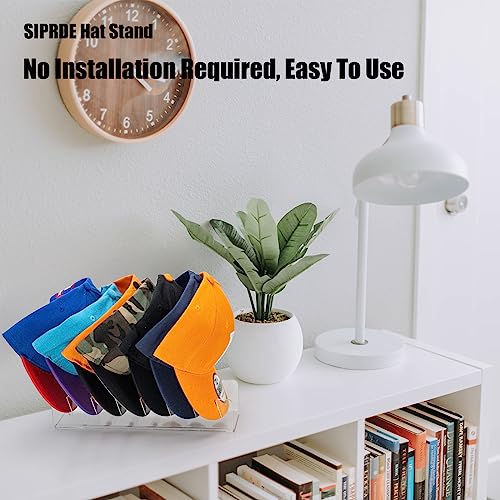 SIPRDE Hat Stand for Baseball Caps Display and Organizer - 2 Pack, No Install Acrylic Hat Holder for 14 Baseball Caps for Bedroom, Closet, Dresser(Clear) - Image 2