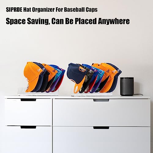 SIPRDE Hat Stand for Baseball Caps Display and Organizer - 2 Pack, No Install Acrylic Hat Holder for 14 Baseball Caps for Bedroom, Closet, Dresser(Clear) - Image 3