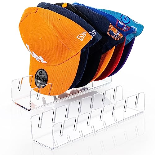 SIPRDE Hat Stand for Baseball Caps Display and Organizer - 2 Pack, No Install Acrylic Hat Holder for 14 Baseball Caps for Bedroom, Closet, Dresser(Clear) - Image 1