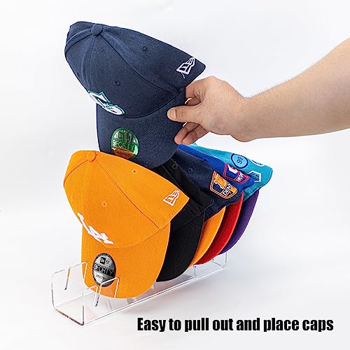 SIPRDE Hat Stand for Baseball Caps Display and Organizer - 2 Pack, No Install Acrylic Hat Holder for 14 Baseball Caps for Bedroom, Closet, Dresser(Clear) - Image 4