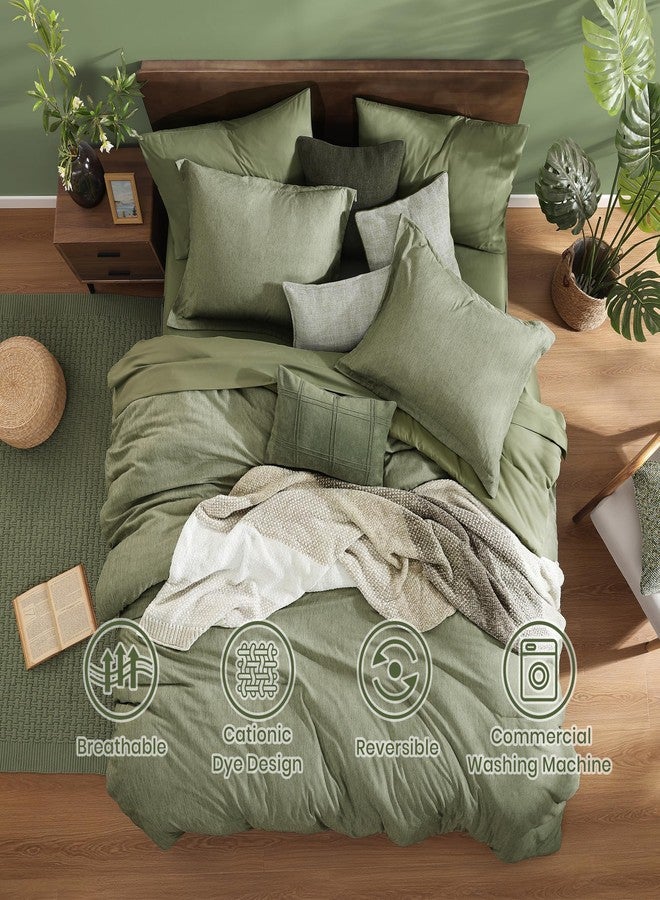 Monbix Full Size Comforter Set, Sage Green Bedding Comforter for Full Size Bed Set Reversible, Bedding Sets Full 7 Pieces, Cationic Dyeing Bed in a Bag with Comforter, Sheets, Pillowcases & Shams - Image 2