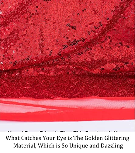 Pardecor Sequin Fabric by The Yard Red 1 Yard Sparkly Fabric Mesh Sequins Fabric for Sewing Clothing and Making Tablecloth Table Runner Wedding Party Decor - Image 2