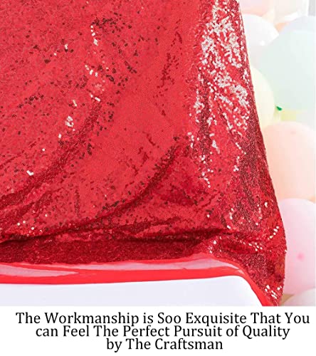 Pardecor Sequin Fabric by The Yard Red 1 Yard Sparkly Fabric Mesh Sequins Fabric for Sewing Clothing and Making Tablecloth Table Runner Wedding Party Decor - Image 3