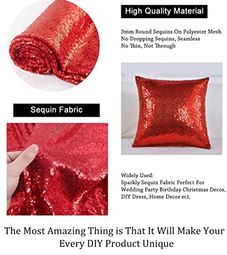 Pardecor Sequin Fabric by The Yard Red 1 Yard Sparkly Fabric Mesh Sequins Fabric for Sewing Clothing and Making Tablecloth Table Runner Wedding Party Decor - Image 5