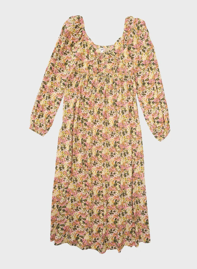 Aerie Puff Sleeve Pleated Dress